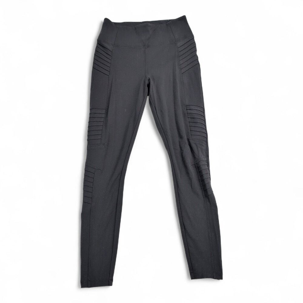 Athleta Moto Ribbed Performance Leggings Black M